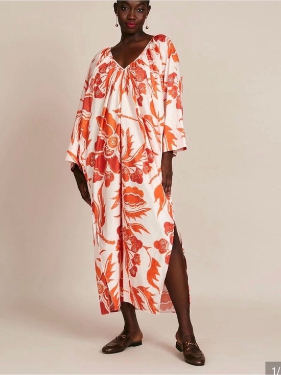 Mara Hoffman Dresses & Skirts - Mara Hoffman Red Floral Organic Cotton Luz Dress Kaftan Size Medium